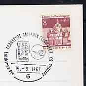 Postmark - West Berlin 1967 postcard with special Frankfurt cancellation for Aerofila Exhibition illustrated with emblems of Aerofila & Lufthansa, stamps on aviation, stamps on stamp exhibitions