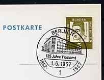 Postmark - West Berlin 1967 postcard with special cancellation for 125th Anniversary of Post Office Building in Berlin 11 illustrated with the Building, stamps on postal