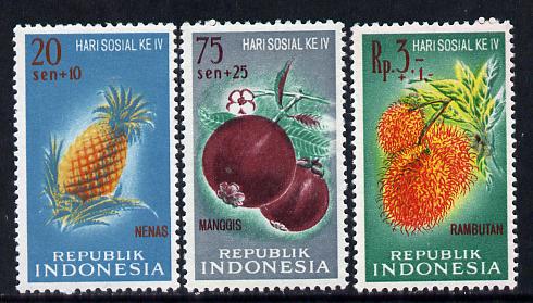 Indonesia 1961 Charity Fruits set of 3 unmounted mint,  SG 890-92*, stamps on fruits