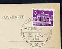 Postmark - West Germany 1966 postcard with special Hamburg cancellation for Stamp Publicity Show (for Philatelic Youth) illustrated with stylised Stamp, stamps on , stamps on  stamps on stamp on stamp, stamps on stamp exhibitions, stamps on  stamps on stamponstamp