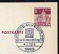 Postmark - West Berlin 1968 8pfg postal stationery card with special Balve cancellation for Anniversary Stamp Exhibition illustrated with North German Confederation stamp..., stamps on stamp on stamp, stamps on stamp exhibitions, stamps on stamponstamp