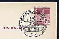 Postmark - West Berlin 1969 8pfg postal stationery card with special Wuppertal cancellation for Space Exhibition illustrated with Eagle, stamps on space      exhibitions