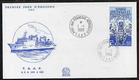 French Southern & Antarctic Territories 1986 Patrol Boat (A608) on illustrated cover with first day cancel, SG 212, stamps on ships, stamps on polar