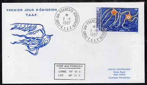 French Southern & Antarctic Territories 1987 Starfish 50c on illustrated cover with first day cancel, SG 220, stamps on , stamps on  stamps on marine-life