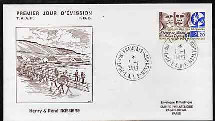 French Southern & Antarctic Territories 1989 Kerguelen Island Pioneers on illustrated cover with first day cancel, SG 249, stamps on , stamps on  stamps on polar, stamps on  stamps on explorers