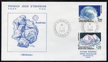 French Southern & Antarctic Territories 1989 Crystals set of 2 on illustrated cover with first day cancel, SG 252-53, stamps on , stamps on  stamps on minerals    