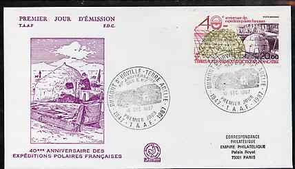 French Southern & Antarctic Territories 1988 40th Anniversary of French Polar Expeditions on illustrated cover with first day cancel, SG 243, stamps on , stamps on  stamps on polar, stamps on  stamps on mathematics, stamps on  stamps on maths