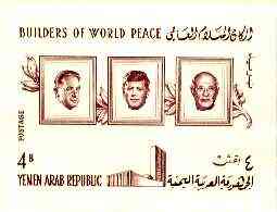 Yemen - Republic 1966 Builders of World Peace 4b imperf m/sheet unmounted mint, SG MS 380, Mi BL 46, stamps on , stamps on  stamps on nobel    personalities      kennedy     united-nations