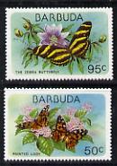 Barbuda 1978 Flora & Fauna 50c & 95c (the two vals depicting Butterflies) unmounted mint SG 438 & 440, stamps on butterflies