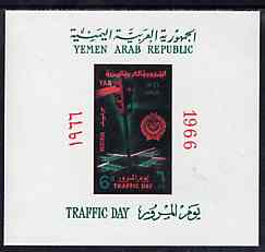 Yemen - Republic 1966 Traffic Day imperf m/sheet unmounted mint, SG MS 416, Mi BL 51, stamps on , stamps on  stamps on traffic    roads