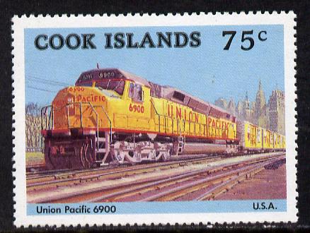 Cook Islands 1985 Famous Trains 75c Union Pacific unmounted mint (SG 1025), stamps on railways