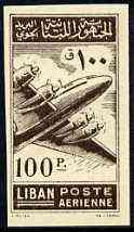 Lebanon 1953 Douglas DC-4 100p imperf proof single in brown printed both sides, as SG 480 unmounted mint