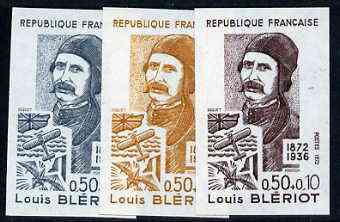 France 1972 Red Cross Fund - Louis Bleriot unmounted mint IMPERF colour trial proof (several colour combinations available but price is for ONE) as SG 1953, stamps on aviation    bleriot, stamps on red cross