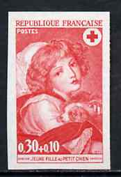 France 1971 Red Cross Fund (30c+10c Painting Girl with Dog) unmounted mint IMPERF colour trial proof (several colour combinations available but price is for ONE) as SG 19..., stamps on red cross      medical     arts         dogs