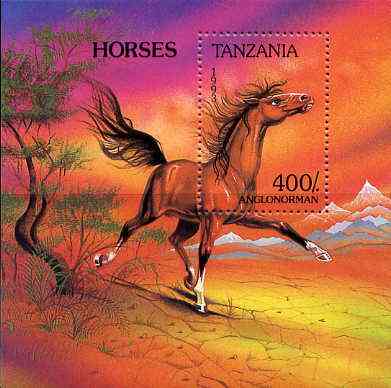 Tanzania 1993 Horses unmounted mint m/sheet, SG MS 1717, Mi BL235, stamps on , stamps on  stamps on horses     animals