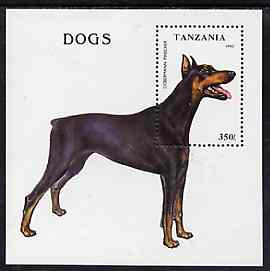 Tanzania 1993 Dogs perf m/sheet unmounted mint, SG MS 1688, Mi BL 227, stamps on , stamps on  stamps on animals, stamps on  stamps on dogs, stamps on  stamps on doberman