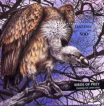 Tanzania 1994 Birds of Prey unmounted mint m/sheet (Vulture) SG MS 1854, Mi BL 260, stamps on birds    birds of prey      vulture    