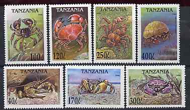 Tanzania 1994 Crabs perf set of 7 unmounted mint, SG 1830-36, Mi 1798-1804*, stamps on , stamps on  stamps on crabs   marine-life