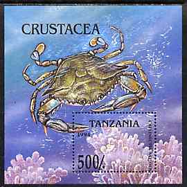 Tanzania 1994 Crabs perf m/sheet unmounted mint, SG MS 1991, Mi BL 269, stamps on , stamps on  stamps on marine-life     crabs    coral