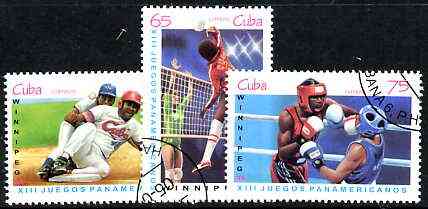 Cuba 1999 PanAmerican Games set of 3 (Boxing, Volley ball & Baseball) fine cto used, stamps on sport, stamps on volley ball, stamps on baseball, stamps on boxing