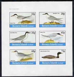 Bernera 1982 Birds #32 (Terns (5) & Diver) imperf set of 6 values (15p to 75p) unmounted mint, stamps on , stamps on  stamps on birds        terns    divers