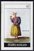 Staffa 1982 Costumes (Woman from Lima) imperf deluxe sheet (£2 value) unmounted mint, stamps on costumes