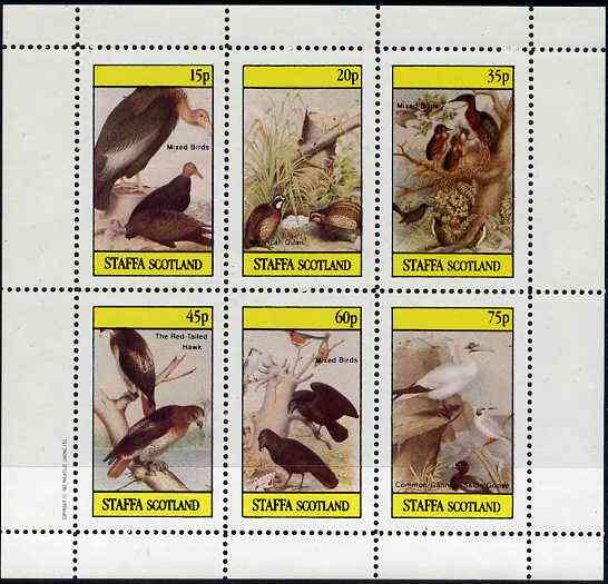 Staffa 1982 Birds #49 (Hawk, Quail & Mixed) perf set of 6 values (15p to 75p) unmounted mint, stamps on birds        quail    game    hawk    birds of prey