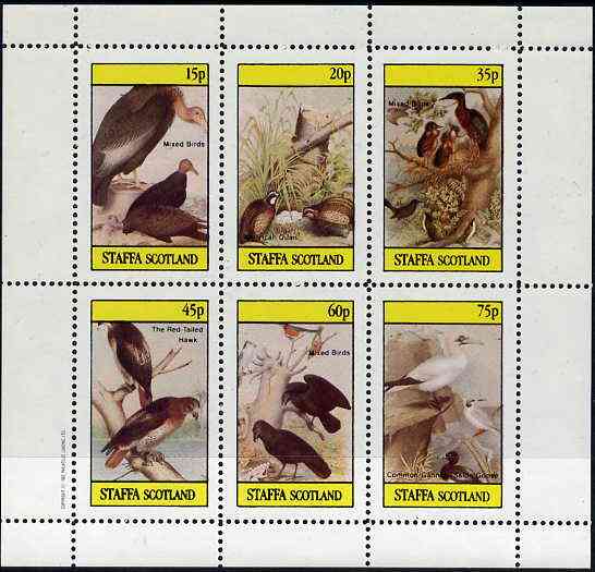 Staffa 1982 Birds #49 (Hawk, Quail & Mixed) perf set of 6 values (15p to 75p) unmounted mint, stamps on , stamps on  stamps on birds        quail    game    hawk    birds of prey