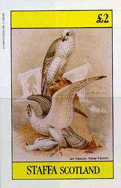 Staffa 1982 Birds #49 (Falcons) imperf deluxe sheet (Â£2 value) unmounted mint, stamps on , stamps on  stamps on birds        falcon    birds of prey