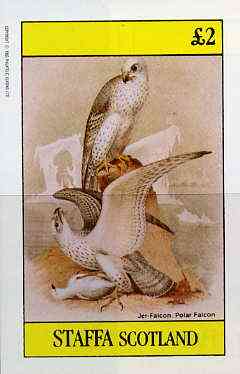 Staffa 1982 Birds #49 (Falcons) imperf deluxe sheet (£2 value) unmounted mint, stamps on birds        falcon    birds of prey