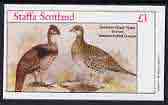 Staffa 1982 Grouse (Sharp Tailed & Ruffed) imperf souvenir sheet (£1 value)  unmounted mint, stamps on birds      game