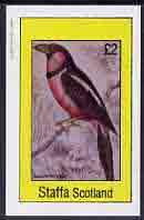 Staffa 1982 Birds #51 (Black Billed Gaper) imperf deluxe sheet (£2 value) unmounted mint, stamps on birds        gaper