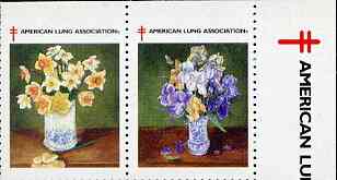 Cinderella - United States se-tenant pair of undenominated labels depicting flowers produced by the American Lung Association unmounted mint, stamps on , stamps on  stamps on flowers     medical