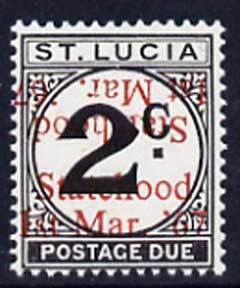 St Lucia 1967 Postage Due 2c 'Statehood' opt in red doubled (one inverted) unmounted mint, stamps on , stamps on  stamps on dues