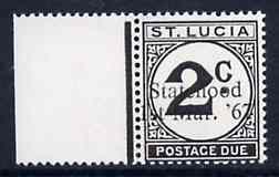 St Lucia 1967 Postage Due 2c with Statehood 1st Mar. '67 trial opt in black unmounted mint, stamps on , stamps on  stamps on dues