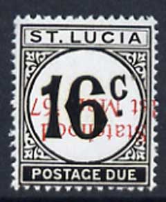 St Lucia 1967 Postage Due 16c Statehood opt in red (inverted) unmounted mint, stamps on dues