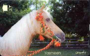 Telephone Card -Oman 3r phone card showing Horse (Yasmeen), stamps on , stamps on  stamps on horses