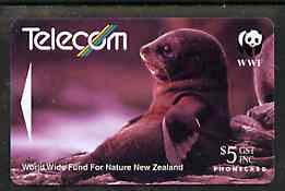 Telephone Card - New Zealand $10 phone card showing Fur Seal (WWF series), stamps on , stamps on  stamps on wwf     polar    animals     seals, stamps on  stamps on  wwf , stamps on  stamps on 