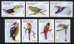 Nicaragua 1981 Birds complete set of 7 unmounted mint, SG 2304-10*, stamps on , stamps on  stamps on birds      woodpecker     toucan    conure     macaw     trogon     sabrewing     motmot