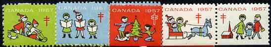 Cinderella - Canada 1957 Christmas TB Seals, fine unmounted mint set of 8 (4 se-tenant pairs), stamps on , stamps on  stamps on cinderellas, stamps on  stamps on cinderella, stamps on tb, stamps on christmas, stamps on diseases