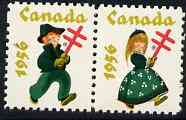 Cinderella - Canada 1956 Christmas TB Seals, fine unmounted mint se-tenant pair, stamps on cinderellas, stamps on cinderella, stamps on tb, stamps on christmas, stamps on diseases