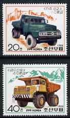 North Korea 1988 Tipper Trucks set of 2 unmounted mint, SG N2817-18, stamps on , stamps on  stamps on trucks