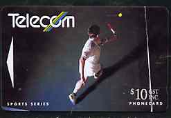 Telephone Card - New Zealand $10 phone card showing Tennis Player (Sports Series), stamps on sport    tennis