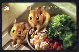 Telephone Card - Singapore $10 phone card showing 2 Mice (Caught in the act), stamps on , stamps on  stamps on animals       mouse