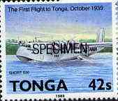 Tonga 1989 Short S-30 G Class Flying Boat 42s from Aviation in Tonga set opt'd SPECIMEN unmounted mint, as SG 1055, stamps on , stamps on  stamps on aviation, stamps on  stamps on flying boats