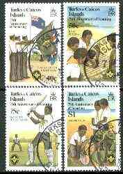 Turks & Caicos Islands 1982 75th Anniversary of Scouting set of 4 very fine used, SG 690-93, stamps on scouts    shells      cricket    flags