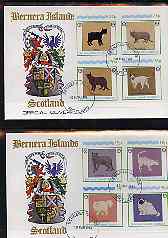 Bernera 1984 Rotary - Domestic Cats imperf set of 8 values on two covers with first day cancels, stamps on , stamps on  stamps on cats  rotary