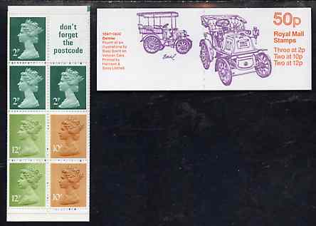 Great Britain 1979-81 Veteran Cars #4 (1897 Daimler) 50p booklet complete, SG FB13, stamps on cars, stamps on daimler