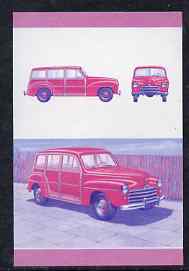 St Vincent - Bequia 1987 Cars #7 (Leaders of the World) 35c (1948 Ford Station Wagon) imperf se-tenant progressive colour proof pair in magenta & blue only unmounted mint, stamps on ford