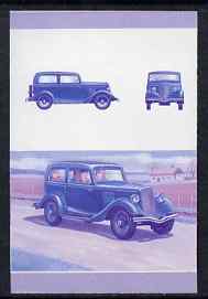 St Vincent - Bequia 1987 Cars #7 (Leaders of the World) 75c (1936 Ford Popular) imperf se-tenant progressive colour proof pair in magenta & blue only unmounted mint, stamps on ford